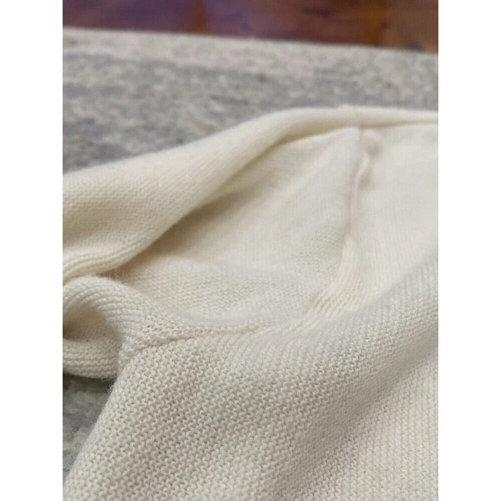 Vintage 60s 70s Sweater Mens L Turtle Logo Challenger Cream Rockabilly Cardigan